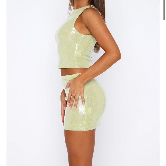 White Fox Boutique Lime Sequin Mini Dress - Picture 4 of 6